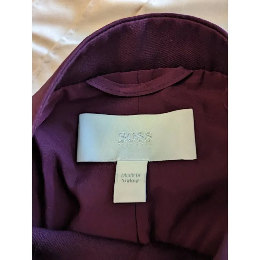 Hugo Boss eggplant purple wool button up jacket nwot sz 14 mandarin collar - Picture 3 of 8